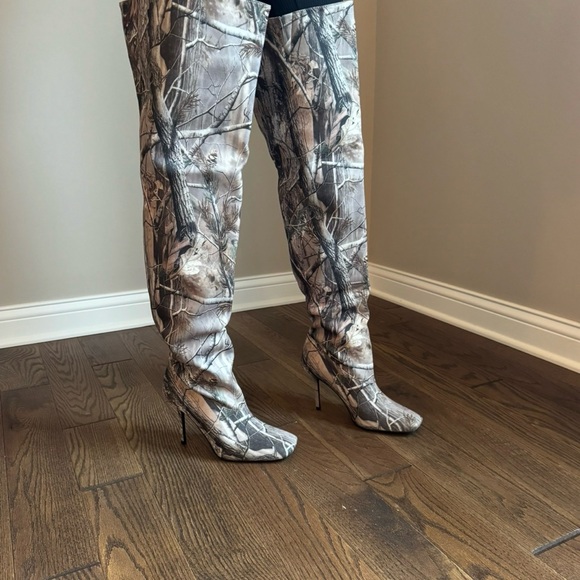 Azalea Wang Shoes - Stylish Camouflage Over-the-Knee Boots